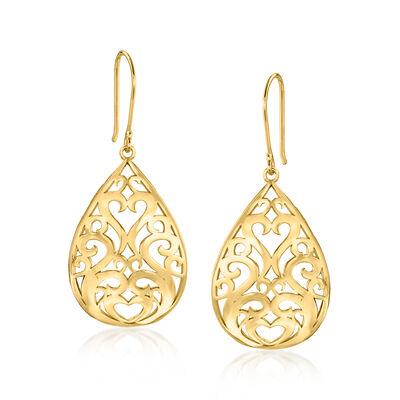 18kt Gold Over Sterling Openwork Teardrop Earrings
