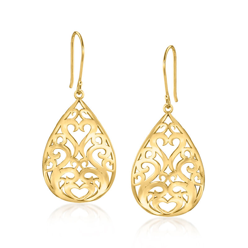 18kt Gold Over Sterling Openwork Teardrop Earrings image number 0