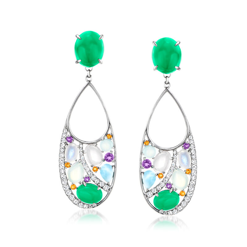 2.90 ct. t.w. Multi-Gemstone Removable Drop Earrings in Sterling Silver  image number 4