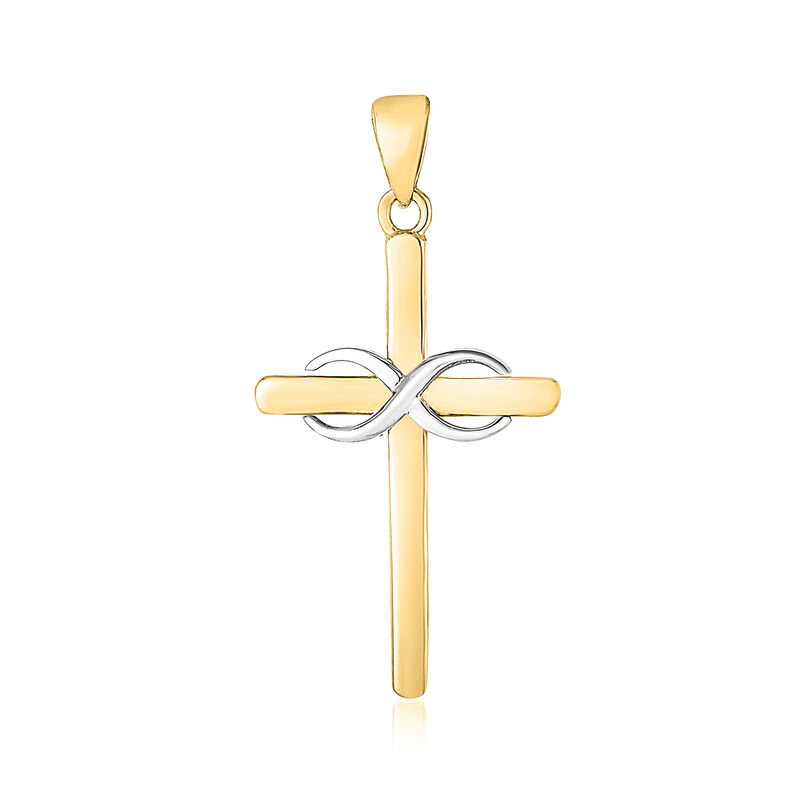 14kt Two-Tone Gold Infinity Cross Pendant image number 0