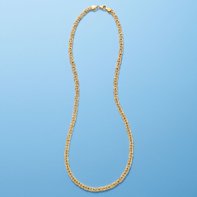 4mm 14kt Yellow Gold Byzantine Necklace image number 7