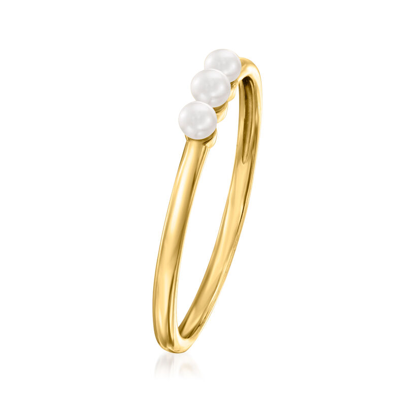 2-2.5mm Cultured Pearl Trio Ring in 14kt Yellow Gold image number 2