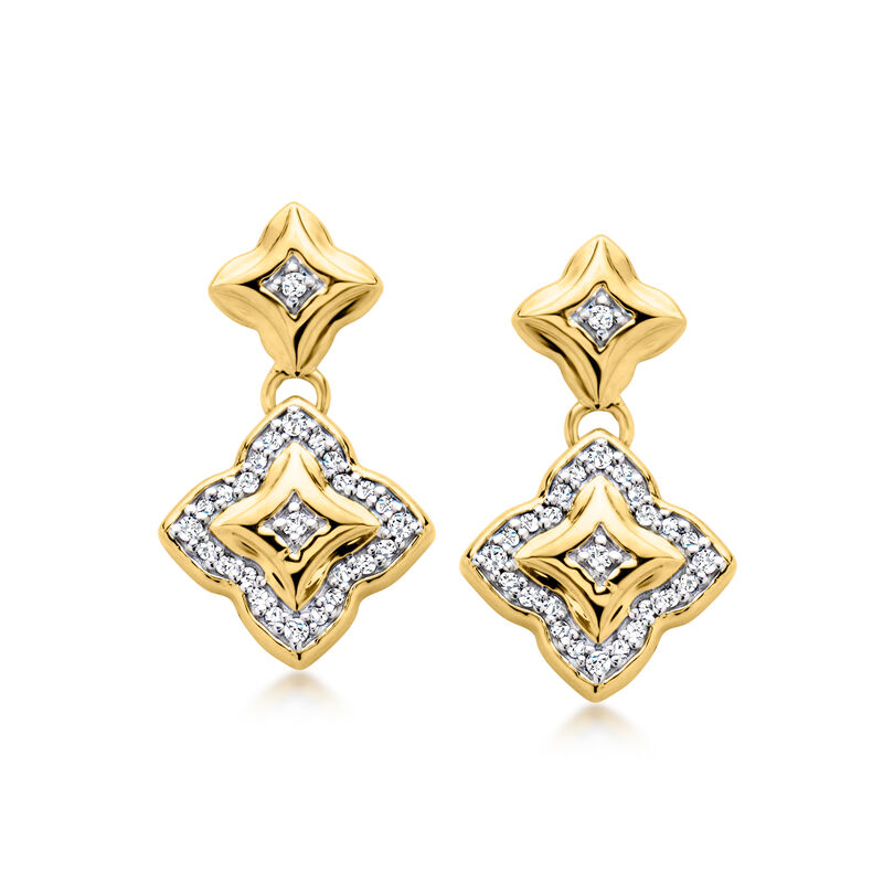 .10 ct. t.w. Diamond Drop Earrings in 18kt Gold Over Sterling image number 0