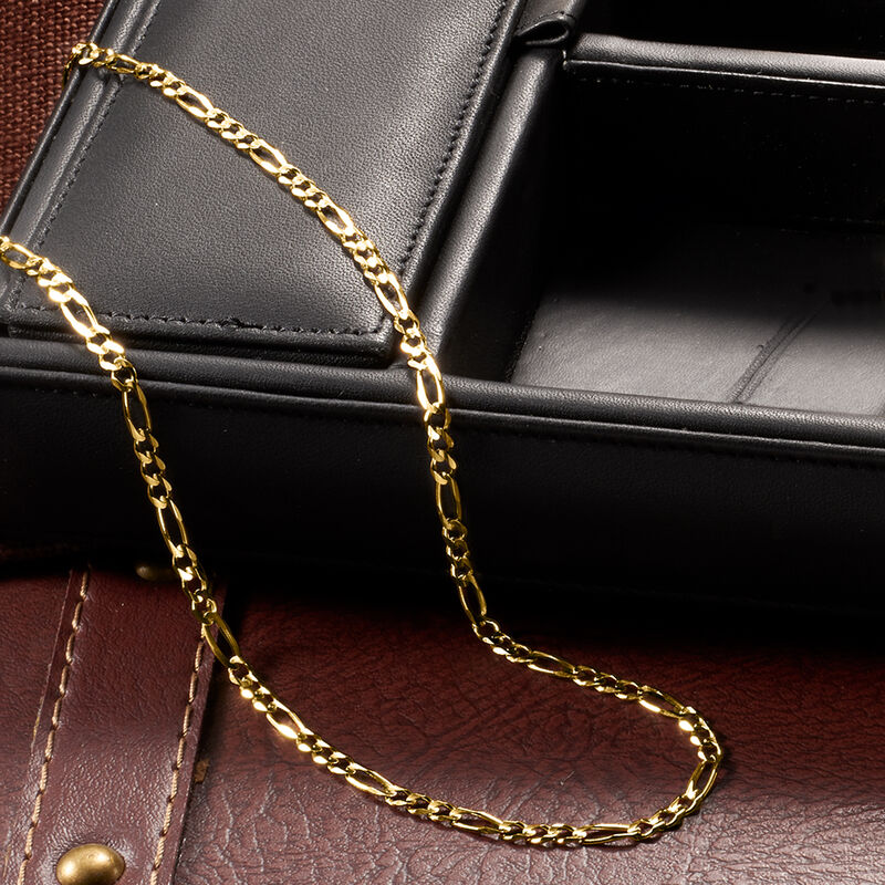 Men's 3.8mm 14kt Yellow Gold Figaro-Link Necklace image number 1