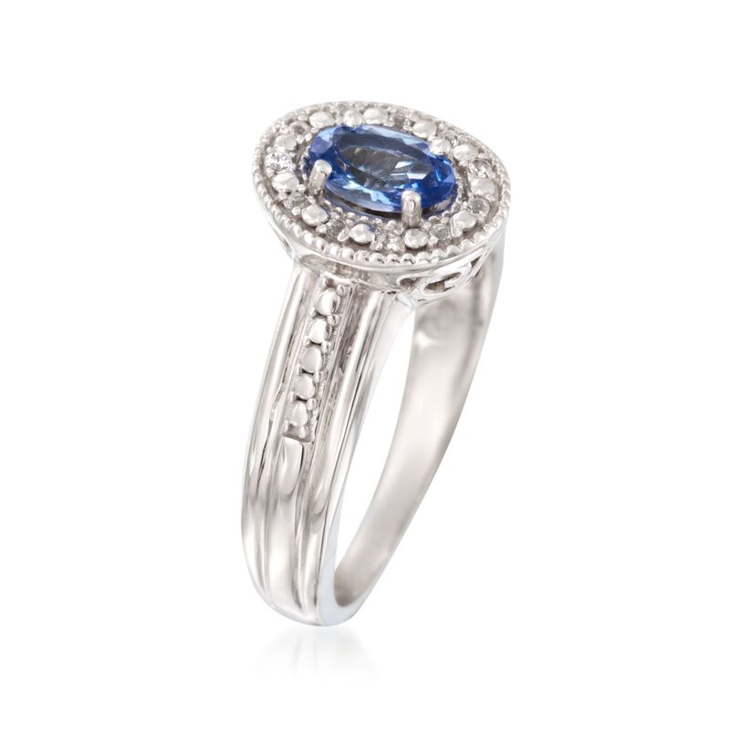 .60 Carat Tanzanite and .10 ct. t.w. White Topaz Ring in Sterling Silver image number 2
