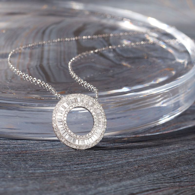 1.00 ct. t.w. Diamond Open Eternity Circle Pendant Necklace in 14kt White Gold. 16&quot; image number 5