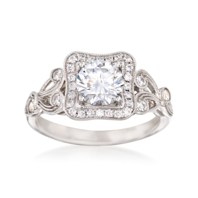 Simon G. .30 ct. t.w. Diamond Scroll Engagement Ring Setting in 18kt White Gold image number 0