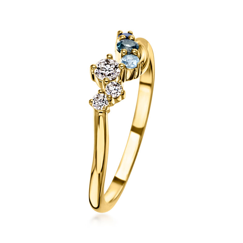 .16 ct. t.w. Multi-Gemstone and .16 ct. t.w. Lab-Grown Diamond Ring in 18kt Gold Over Sterling image number 2