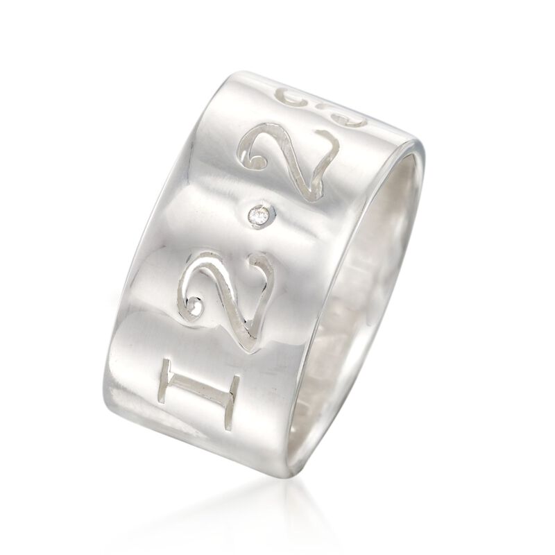 Sterling Silver Personalized Date Ring with CZ Accents image number 1