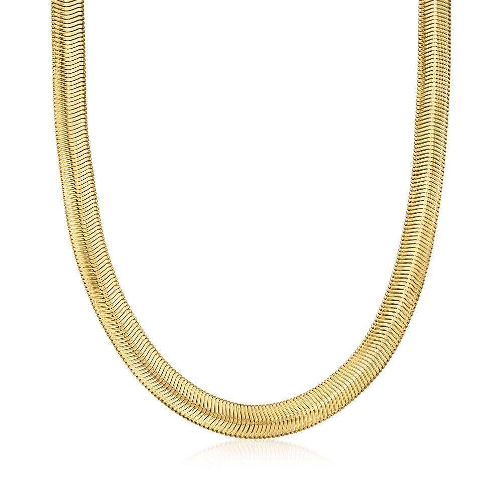 Italian 18kt Gold Over Sterling Flat Snake-Chain Necklace. 18"