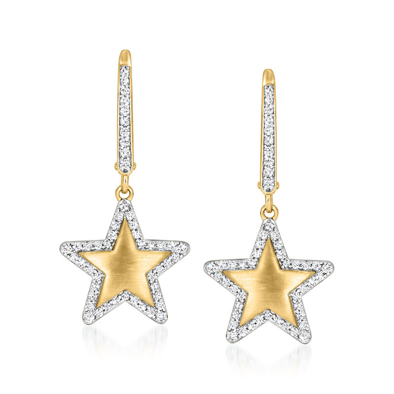 .33 ct. t.w. Diamond Star Drop Earrings in 18kt Gold Over Sterling  image number 0