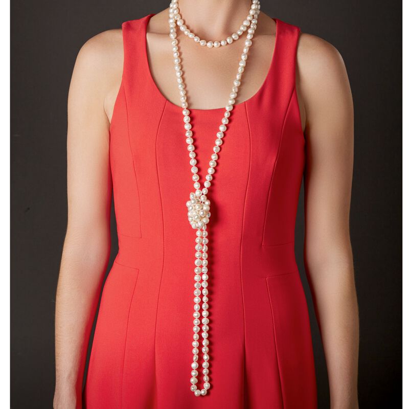 8-9mm Pink Cultured Pearl Endless Necklace with Free Sterling Silver Necklace Shortener image number 8
