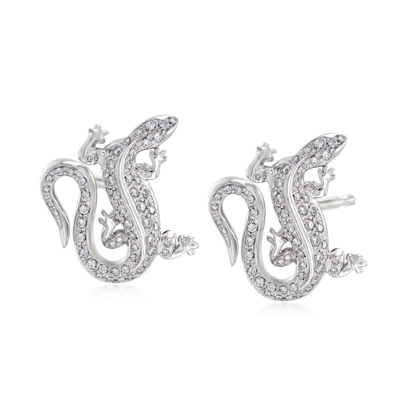 C. 1990 Vintage Tiffany Jewelry .75 ct. t.w. Diamond Lizard Earrings in Platinum  image number 0