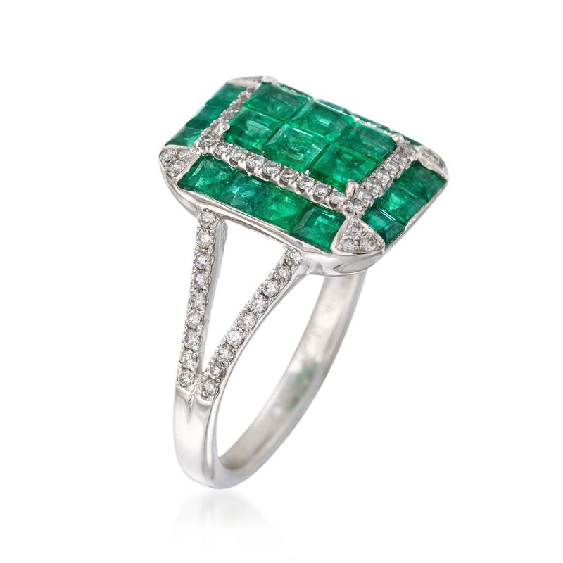 Gregg Ruth 1.80 ct. t.w. Emerald and .34 ct. t.w. Diamond Ring in 18kt White Gold   image number 2