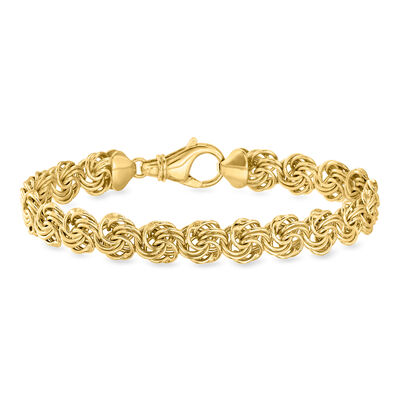 14kt Yellow Gold-Plated Rosette-Link Bracelet