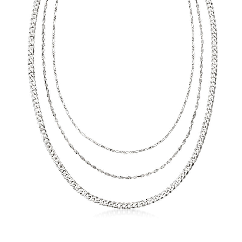 Italian Sterling Silver Multi-Link Layered Necklace image number 0