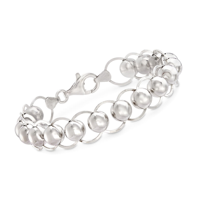 Italian Sterling Silver Bead and Link Bracelet image number 0