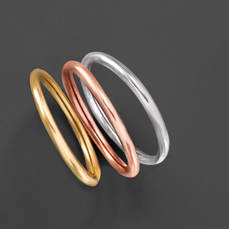 14kt Tri-Colored Gold Jewelry Set: Three Polished Rings image number 5