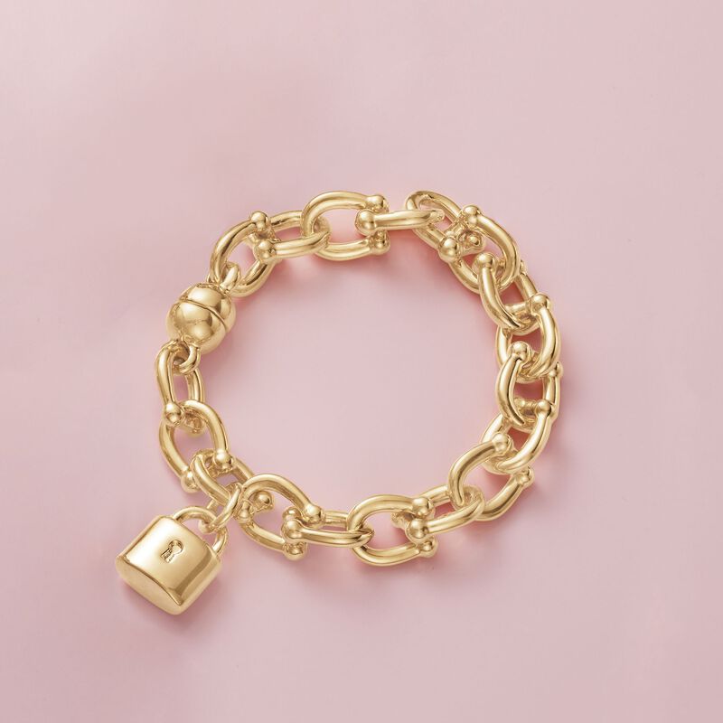 Italian Andiamo 14kt Yellow Gold Charm Bracelet with Magnetic Clasp. 7&quot; image number 2