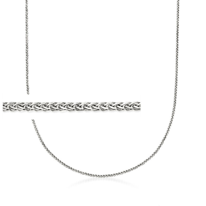 1mm 14kt White Gold Adjustable Wheat-Chain Necklace. 22&quot; image number 0