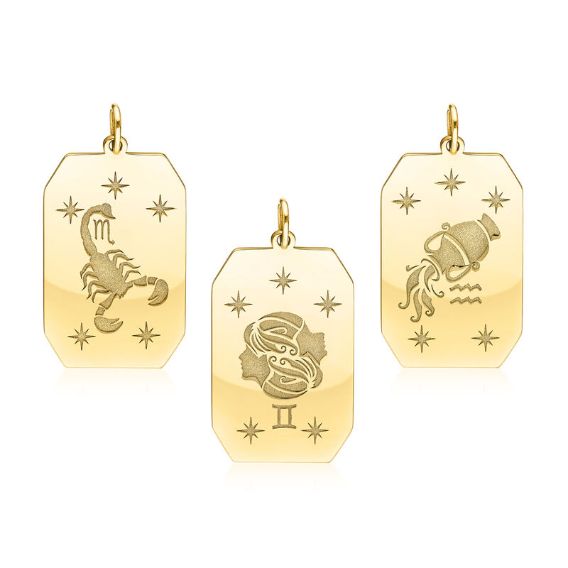 Aquarius - 14kt Yellow Gold Zodiac Pendant  image number 1