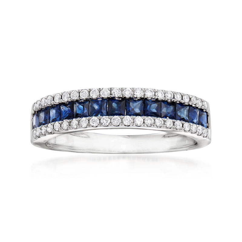 C. 1990 Vintage Giantti .75 ct. t.w. Sapphire and .30 ct. t.w. Diamond Band in 18kt White Gold image number 0