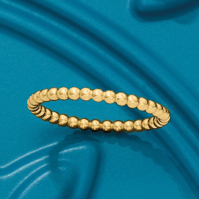 Italian 2mm 14kt Yellow Gold Bead Ring image number 2
