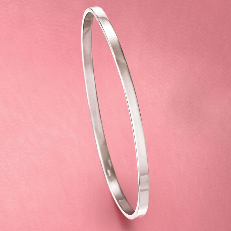 Italian Sterling Silver Stackable Bangle Bracelet image number 2
