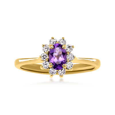 C. 1990 Vintage .40 Carat Amethyst Ring with .30 ct. t.w. Diamonds in 18kt Yellow Gold