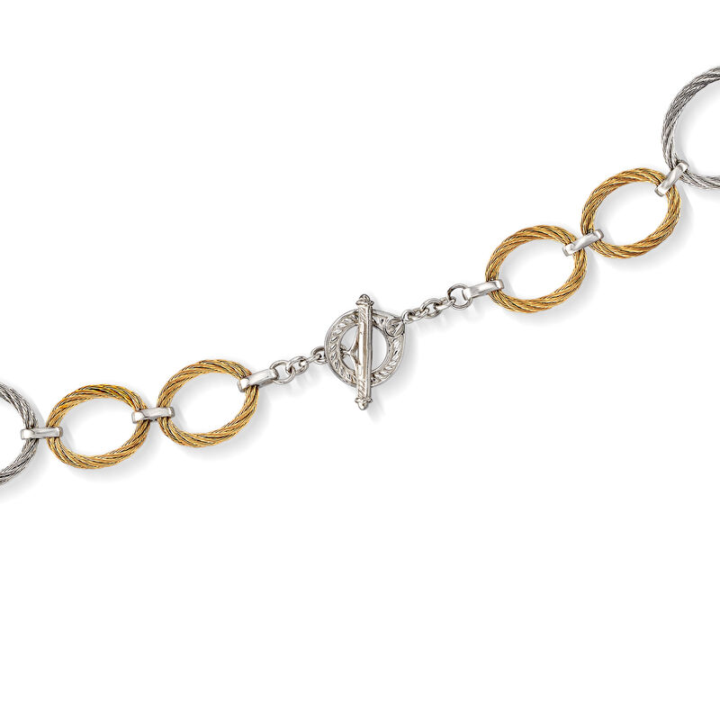 ALOR &quot;Classique&quot; Two-Tone Stainless Steel Cable Multi-Link Necklace. 17.5&quot; image number 1