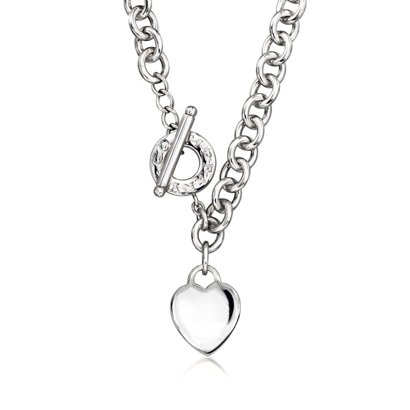 C. 2000 Vintage Tiffany Jewelry Sterling Silver Toggle Heart Necklace image number 0