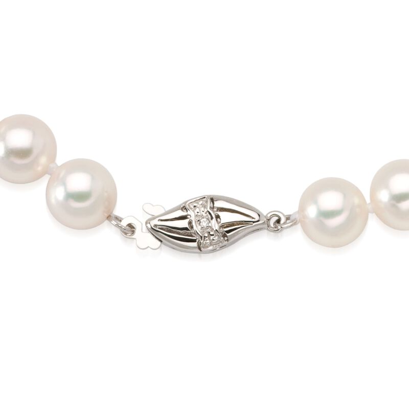 7.5-8mm Premier Cultured Akoya Pearl Necklace with Diamond Accent 18kt White Gold Clasp image number 1
