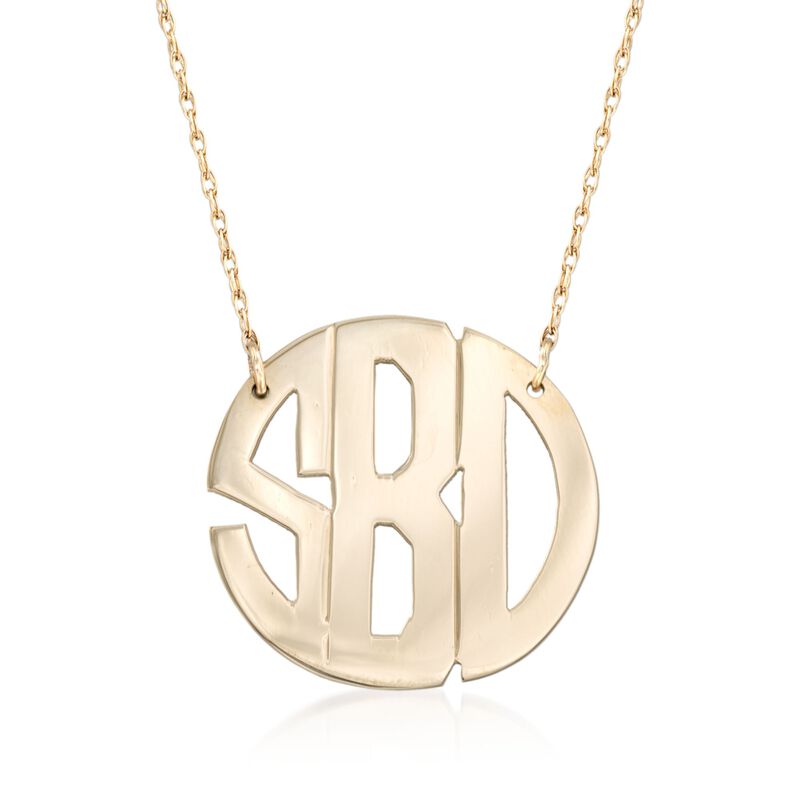 14kt Yellow Gold Monogram Cutout Necklace. 16&quot; image number 1