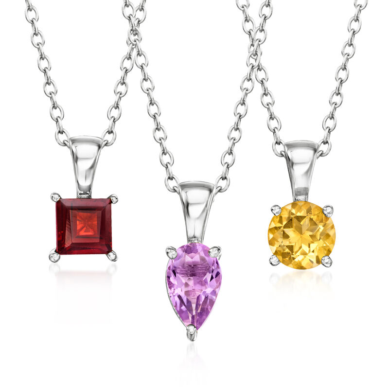 7.00 ct. t.w. Multi-Gem Jewelry Set: Necklace and Seven Pendants in Sterling Silver. 16.5&quot; image number 2