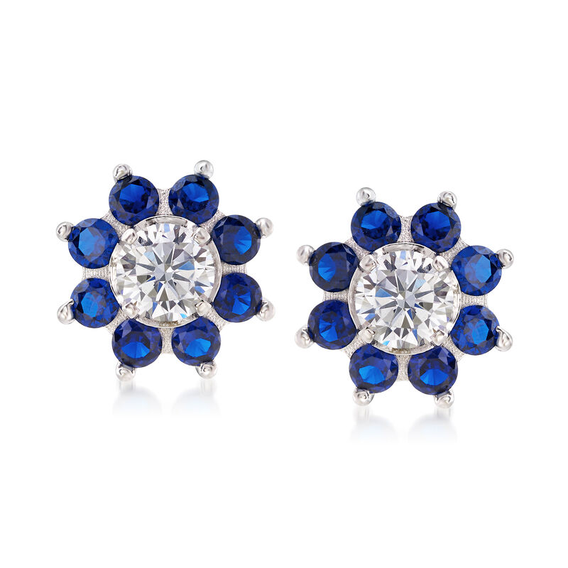 3.20 ct. t.w. CZ and Synthetic Spinel Earrings in Sterling Silver  image number 0