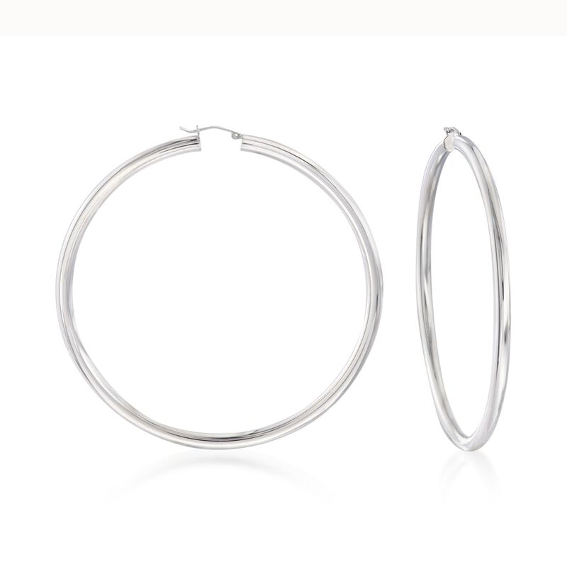 4mm Sterling Silver Hoop Earrings image number 0