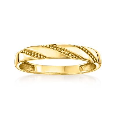 Italian 10kt Yellow Gold Beaded Stripe Ring