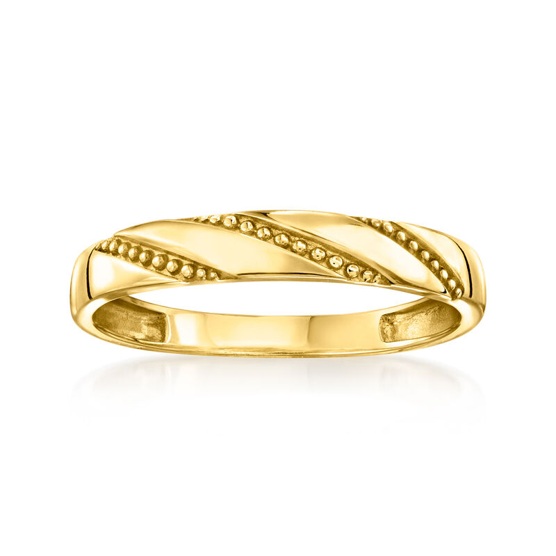 Italian 10kt Yellow Gold Beaded Stripe Ring image number 0