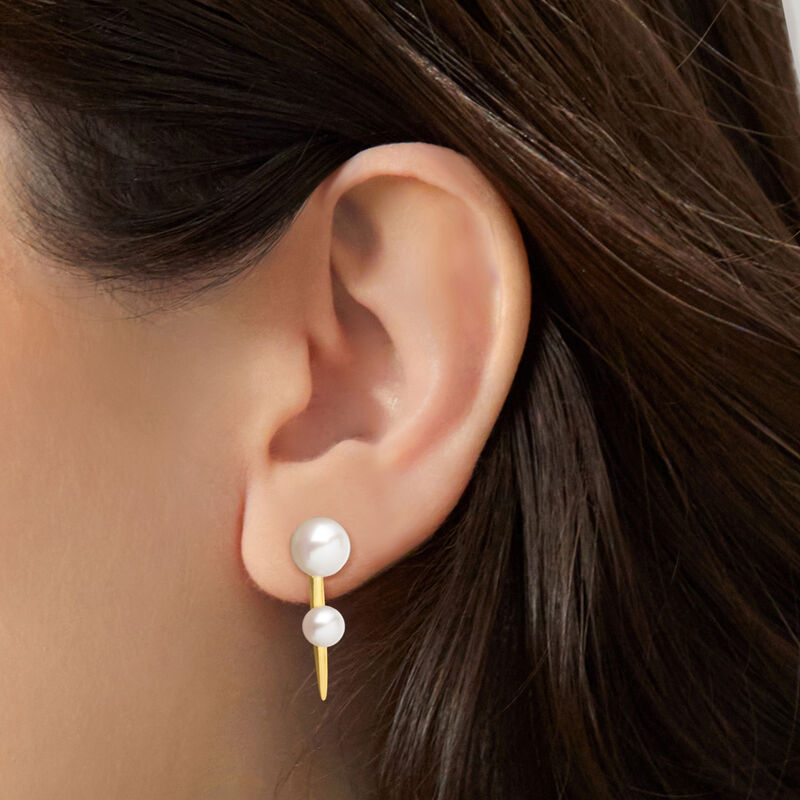 5-7.5mm Cultured Pearl Spike Earrings in 14kt Yellow Gold image number 1