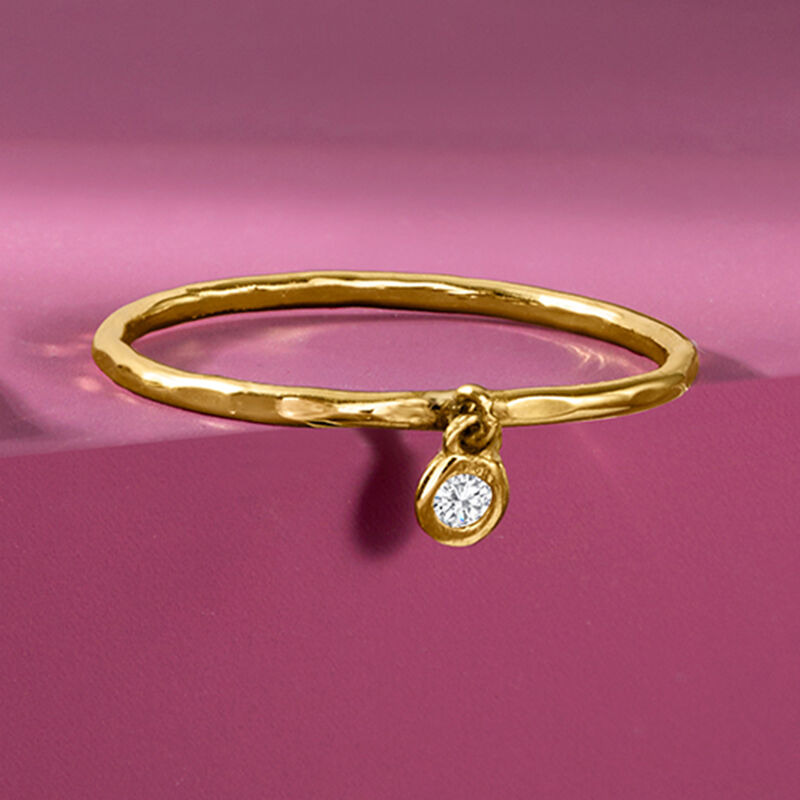 Bezel-Set Diamond Charm Ring in 14kt Yellow Gold image number 3