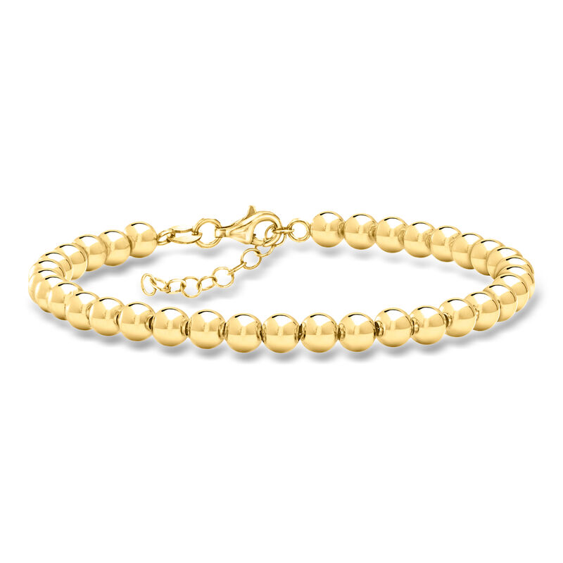 Italian 5mm 14kt Yellow Gold Bead Bracelet. 7" image number 0