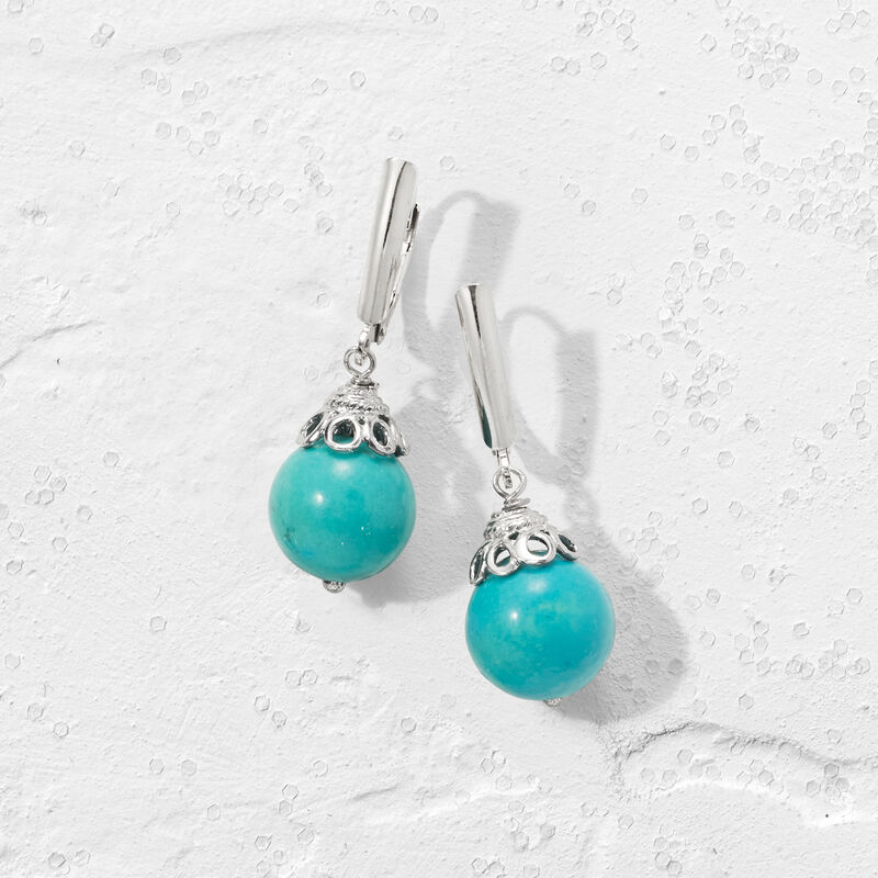 Turquoise Drop Earrings in Sterling Silver image number 2
