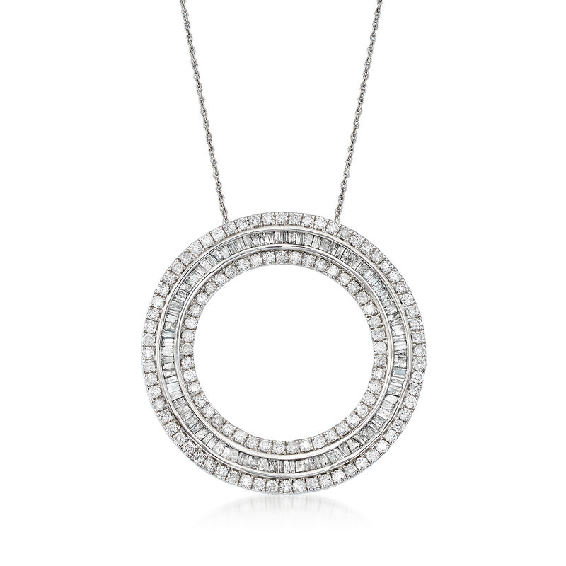 3.00 ct. t.w. Diamond Open Eternity Circle Pendant Necklace in 14kt White Gold image number 0