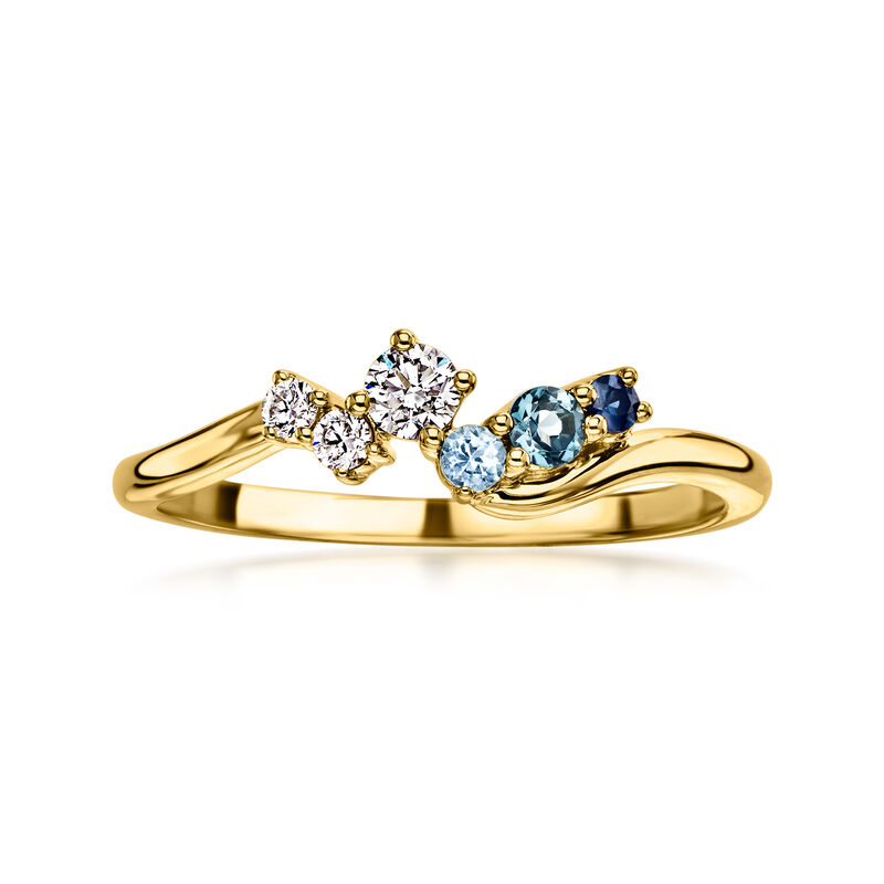 .16 ct. t.w. Multi-Gemstone and .16 ct. t.w. Lab-Grown Diamond Ring in 18kt Gold Over Sterling image number 0