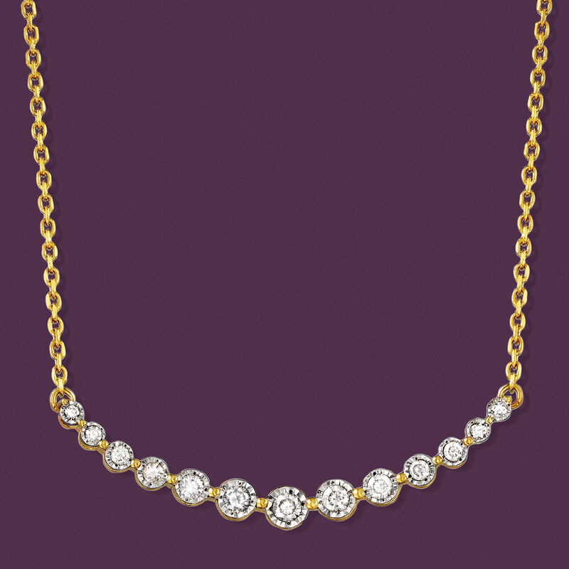 .50 ct. t.w. Diamond Curved Bar Necklace in 18kt Gold Over Sterling image number 2