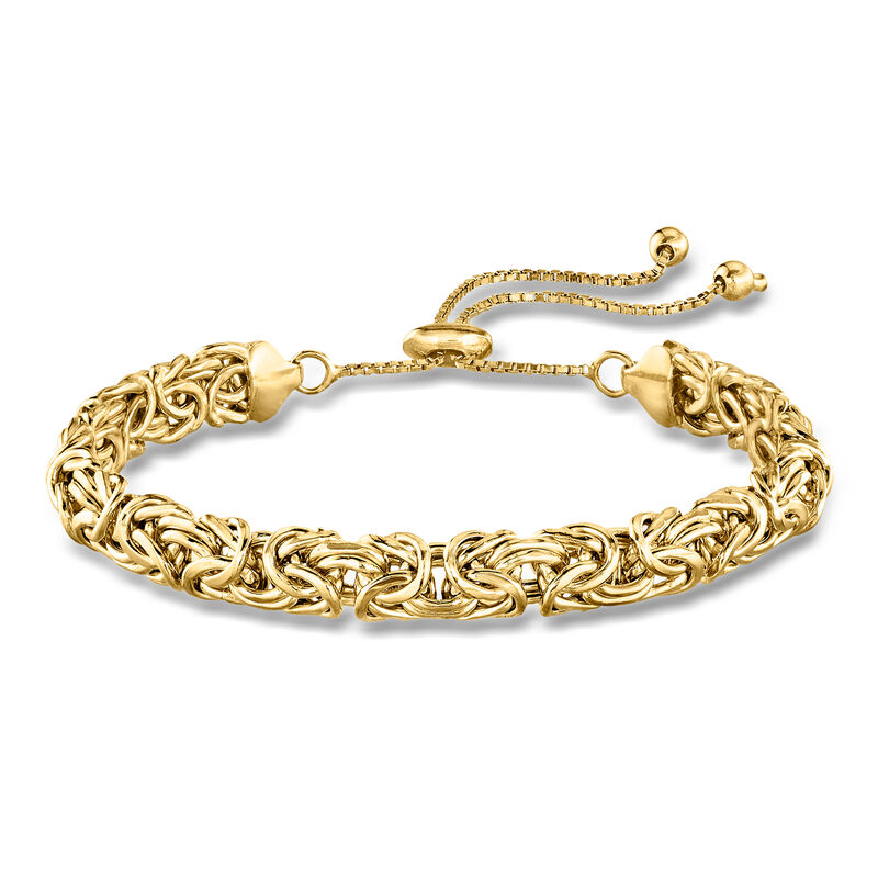 18kt Gold Over Sterling Silver Byzantine Bolo Bracelet image number 0
