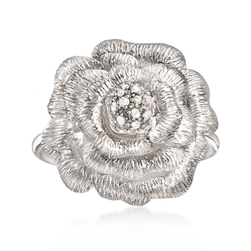 Diamond Rose Ring in Sterling Silver image number 0