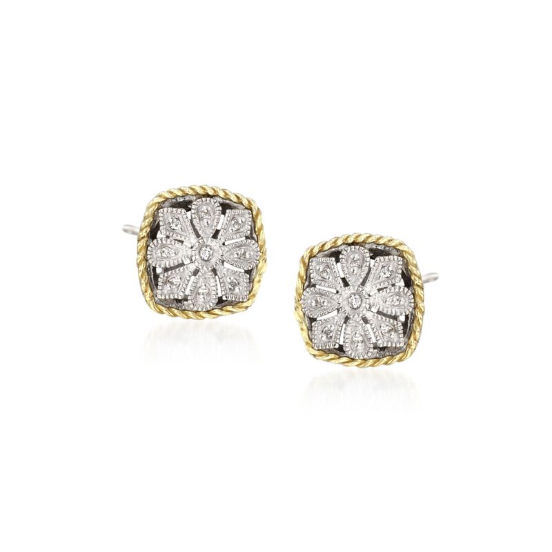 Andrea Candela Diamond Accent Floral Earrings in 18kt Yellow Gold and Sterling Silver image number 0
