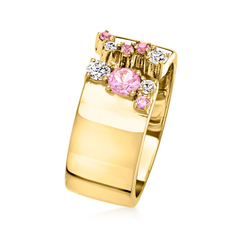 .40 ct. t.w. Lab-Grown Pink Sapphire and .20 ct. t.w. Lab-Grown Diamond Open-Space Ring in 18kt Gold Over Sterling image number 2