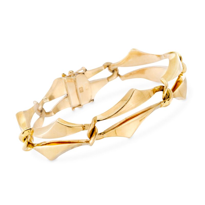 C. 1980 Vintage Quadri 18kt Yellow Gold Geometric Link Bracelet. 7.5&quot; image number 0